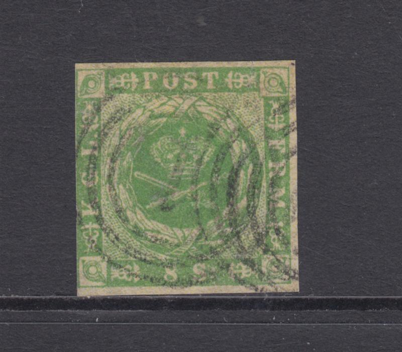 Denmark Sc 5 used 1857 8s Coat of Arms, 1 in Target Cancel of Kjobenhavn