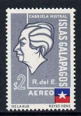 Ecuador - Galapagos 1963 Gabriela Mistral 2s with surch &...