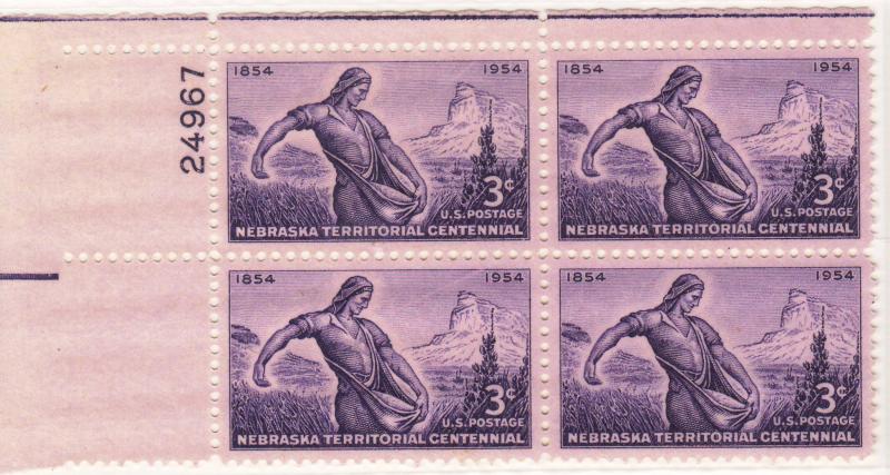 1060: Nebraska Territory - Plate Block - MNH - 24967-UL