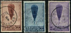 Belgiium SC# 251-3 Auguste Picard's Balloon set used