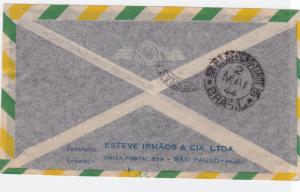 brasil 1944 air mail flight stamps cover sao paulo   ref r15435