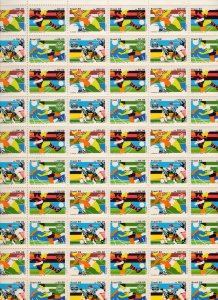 Brazil 1988  Sc #2149a  FOOTBALL Sheetlet of 60 values (15x4) UNFOLDED MNH