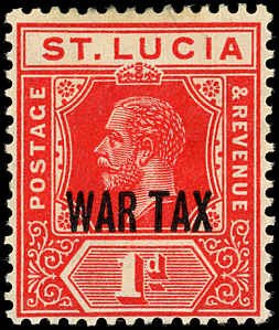 ST LUCIA Sc MR2 F-VF/Mint H 1916 1p King George V War Tax Issue