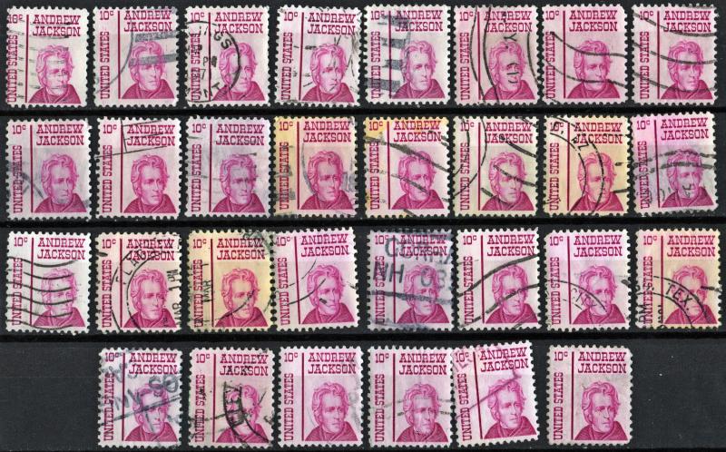 SC#1286 10¢ Andrew Jackson (1967) Used Lot of Thirty Stamps