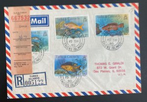 1980 Bottle Creek Turks & Caicos Airmail Registered Cover To Des plaines IL Usa