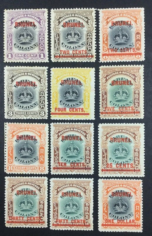 MOMEN: BRUNEI SG #11-22 1906 MINT OG H £600 LOT #61906