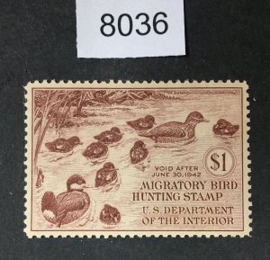MOMEN: US STAMPS # RW8 MINT OG NH VF LOT #B 8036