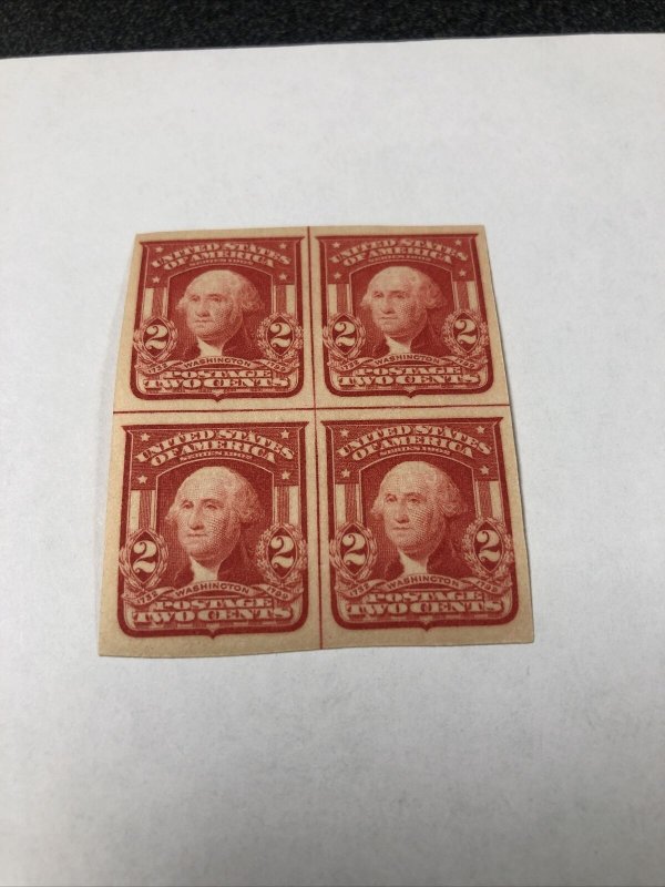 US Stamp#320 Center Line block - Light Hinge Of Top Two.