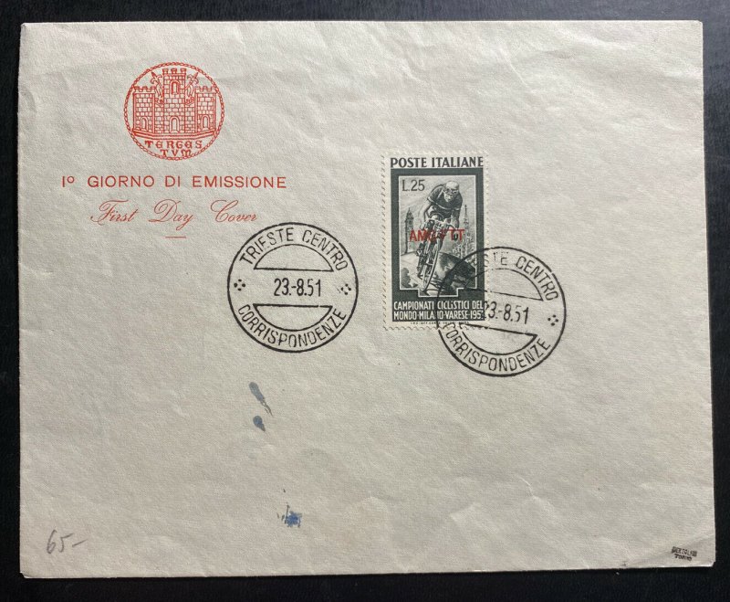 1951 Italy First Day cover FDC cycling championships Italian Giro 