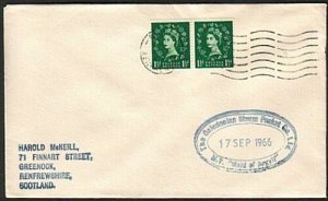 GB SCOTLAND CLYDE STEAMER 1966 cover MAID OF ARGYLL cachet..................x991 