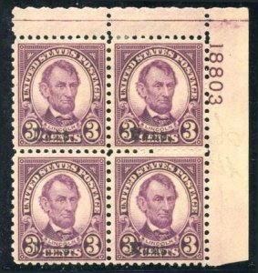 US 661 F - VF +  LH Kansas Overprint Plate Block 18803 UR cv $260