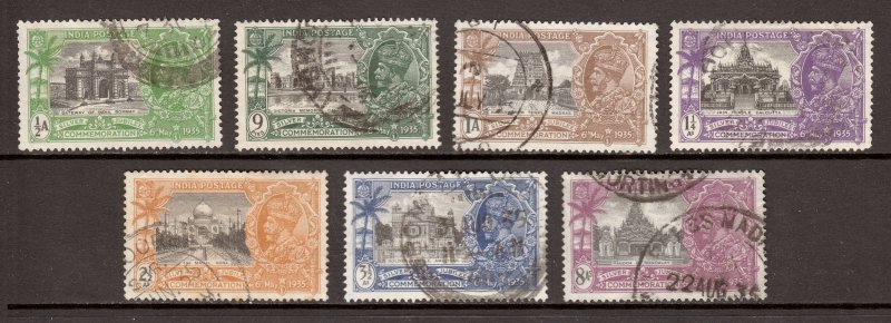 India - Scott #142-148 - Used - Crease #144,145,148, Paper adh. #146- SCV $11.80
