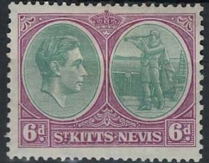 St Kitts Nevis 1938 6d break in oval variety fine mint sg74a cat £200