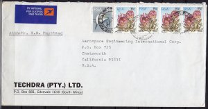 South Africa - 1974-1977 - Scott #412,485(x4) - used on 1978 cover to USA