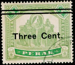 MALAYSIA - Perak SG86, 3c on $1 green & pale green, FINE USED, CDS. Cat £150. 