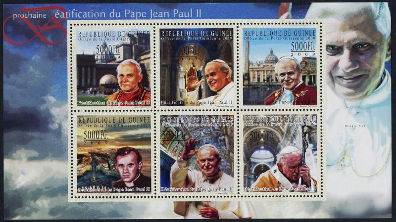 Guinea MI 7163-8 sheet MNH Beatification of Pope John Paul II, Pope Benedict XVI