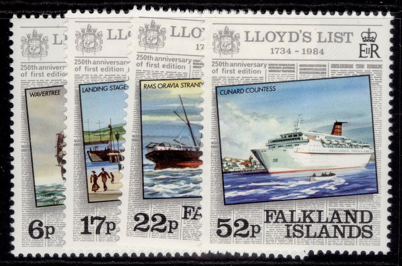 FALKLAND ISLANDS QEII SG484-487, 1984 lloyds list set, NH MINT.