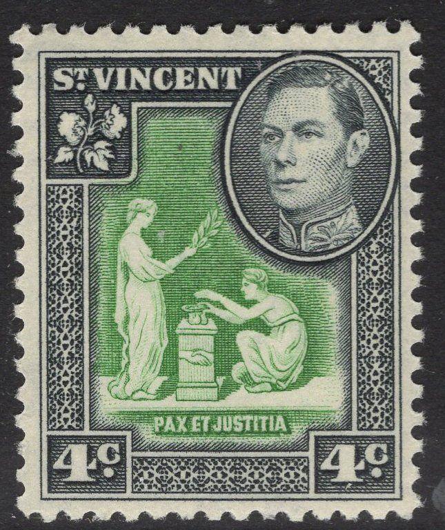 ST.VINCENT SG167 1949 4c GREEN & BLACK MNH