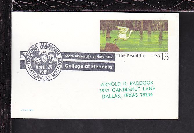 Fredonia Marxonia,Fredonia,NY 1988 Cancel Cover BIN 