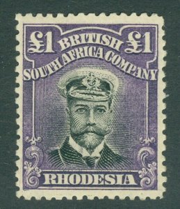 SG 243 Rhodesia 1913-17. £1 black & violet. Lightly mounted mint (Ex Lion...