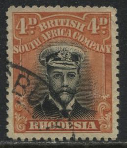 Rhodesia KGV 1913 4d orange red and black used