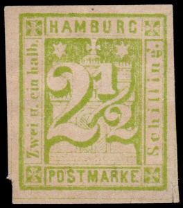 Germany - Hamburg Scott 12 (1864) Mint H F-VF, CV $140.00 D