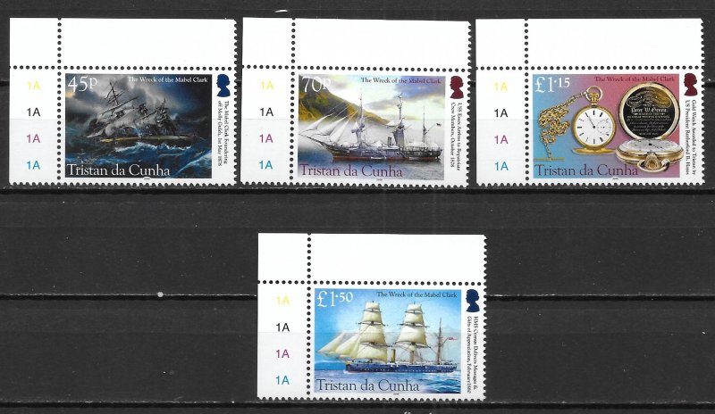 Tristan da Cunha 1143-46 140th Wreck of the Mabel Clark set MNH