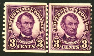 U.S. #600 MINT LINE PAIR OG HR