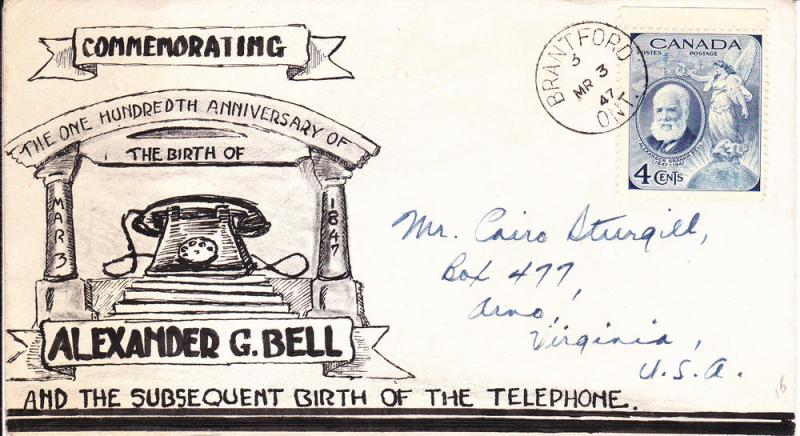 Canada # 274, Cacheted First Day , Alexander Graham Bell