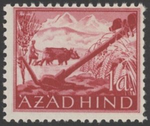 1943  Azad Hind (India) 1A Farmer & Oxen, MH Perforated