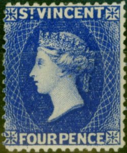 St Vincent 1882 4d Dull Ultramarine SG41a Wmk Reversed Fine & Fresh Mtd Mint