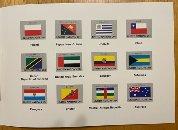 The Flag Series 1984 Souvenir Folder of United Nations Flag Stamps Issued in NY