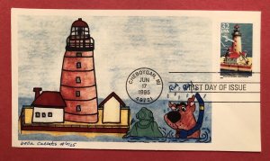 1995 FDC Great Lakes Lighthouse Scooby Doo Hand Drawn Reproduced Laser Cachet