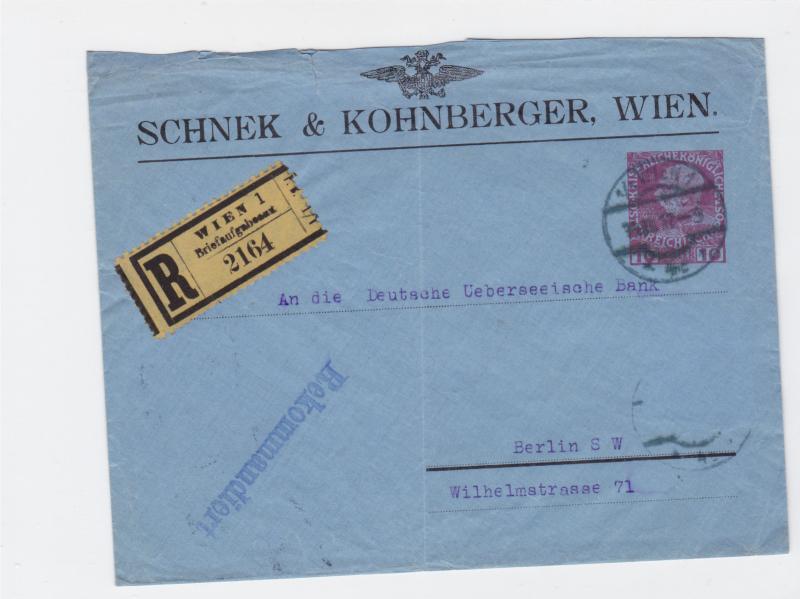 austria  wien 1912 registered  stamps cover ref r16127