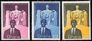 Ghana 39-41, hinged, 150th Anniversary Birth of Abraham Lincoln