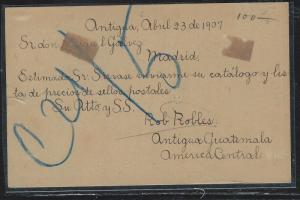 GUATEMALA (P2309B) 1907  3C PSC UPRATED 10C+2C TO MADRID SPAIN