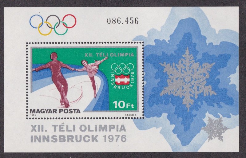 Hungary # 2401, Innsbruck Winter Olympics, Souvenir Sheet, NH, 1/2 Cat.
