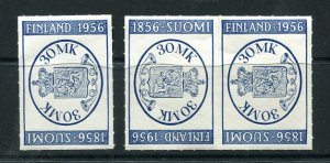 Finland 1956 Sc 341 and 341a  Single Tete-bache Pair 100 years of 1st stamp 7890
