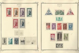 Monaco Stamp Collection on 12 Scott Specialty Pages, 1950-1959, JFZ