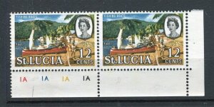 ST.LUCIA; 1960s early QEII pictorial issue MINT MNH Sheet CORNER PAIR