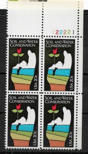 US 1984 ,Soil & Water Conservation 20c Plate Block,Sc # 2074,VF MNH**OG