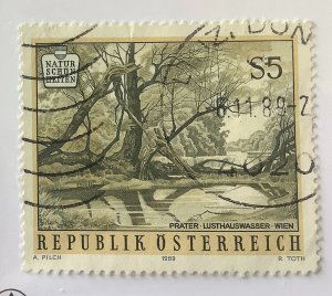 Austria 1989 Scott 1354 used - 5s, Painting, Lusthauswasser by Vienna Prater