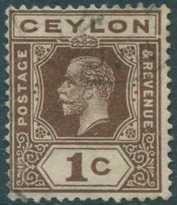 Ceylon 1921 SG338 1c brown KGV tablet A #2 FU (amd)