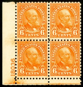 US Stamps # 587 MNH VF Plate Block Of 4 Scott Value $325.00