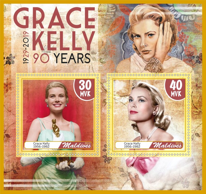 Stamps. Famous people. Grace Kelly  2019 year 1+1 sheets perforated
