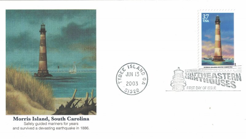 2003 FDC, #3787-3791, 377 Southeastern Lighthouses, Fleetwood (5)