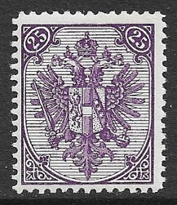 BOSNIA AND HERZEGOVINA 1911 REPRINT 25k Reddish Mauve P.12 1/2 Sc10a,SG142 MH