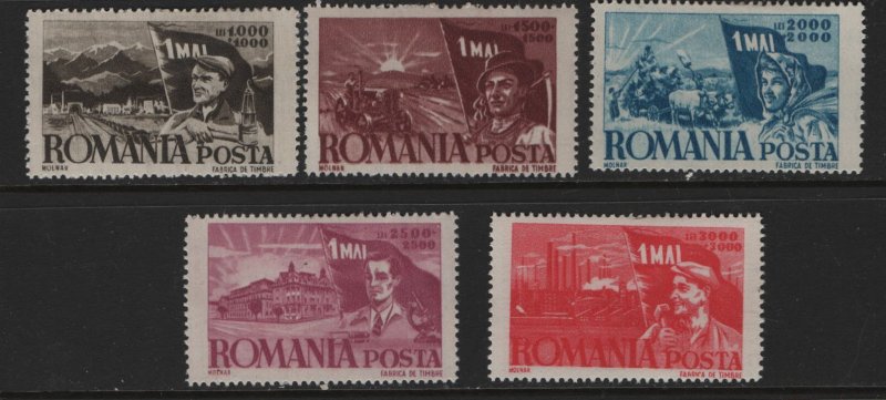 ROMANIA, B363-B367, (5)SET, HINGED, 1947, SEMI-POSTAL STAMPS