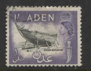 ADEN - Scott 55A- QEII Definitive- 1953-  Used - Single 1/-c Stamp