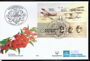 URUGUAY 2019 ITALY MILITARY AVIATION MISSION 50th ANIV SOUVENIR SHEET FDC+MNH